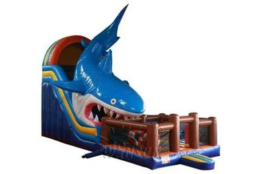पानी प्रतिरोधी बड़े पैमाने पर Inflatable सूखी स्लाइड शार्क थीम्ड 12x4x6.5m