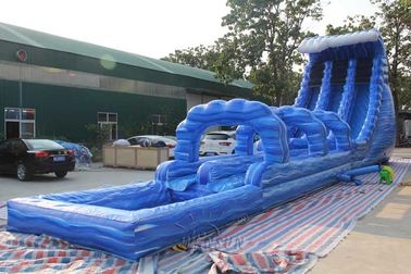 चीन लंबी वाणिज्यिक Inflatable पानी स्लाइड, ब्लू क्रश डबल लेन पानी स्लाइड फैक्टरी