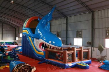 चीन पानी प्रतिरोधी बड़े पैमाने पर Inflatable सूखी स्लाइड शार्क थीम्ड 12x4x6.5m फैक्टरी